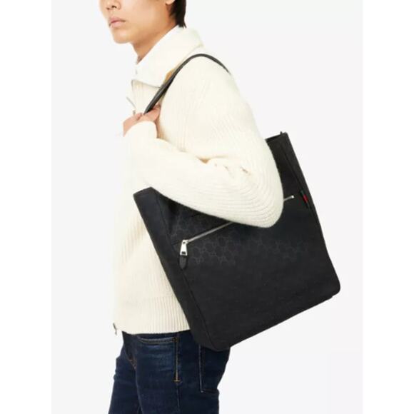 NEW GUCCI GG BLACK SHOULDER TOTE WORK LAPTOP OFFICE BAG AUTHENTIC! - Picture 4 of 7